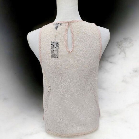 Express Peach Lace Sleeveless Sheer Top | Scalloped Hem | Size S NWT - Picture 4 of 9